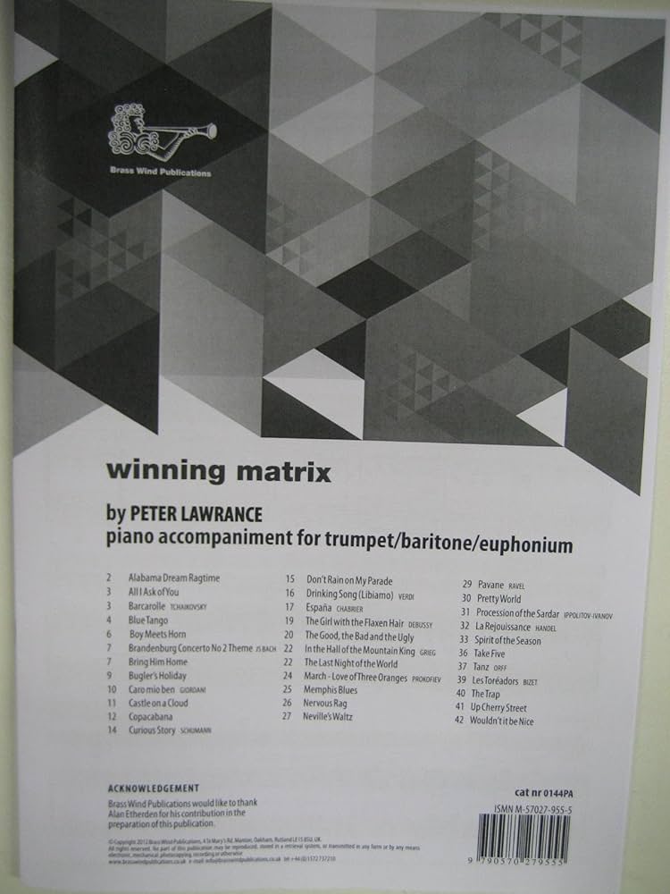 Picture of 'Winning Matrix For Trumpet-Piano Accompaniment peter Lawreance'