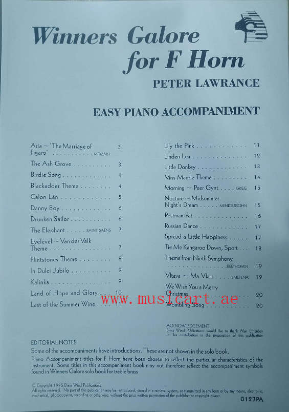 Picture of 'Winners Galore for F Horn Easy piano Accompaniment'