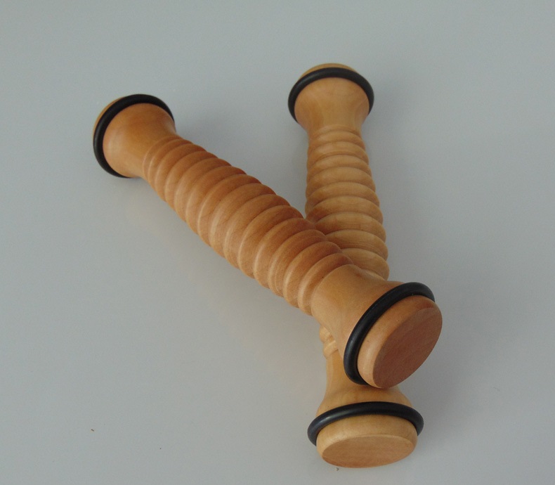 Picture of 'Natural Wood Ribbed Foot Roller Massager'